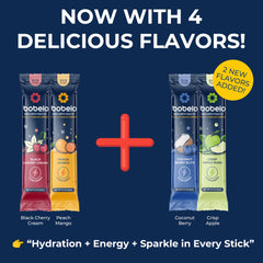 Bobelo stick dissolving in water showing rapid fizz and clear hydration