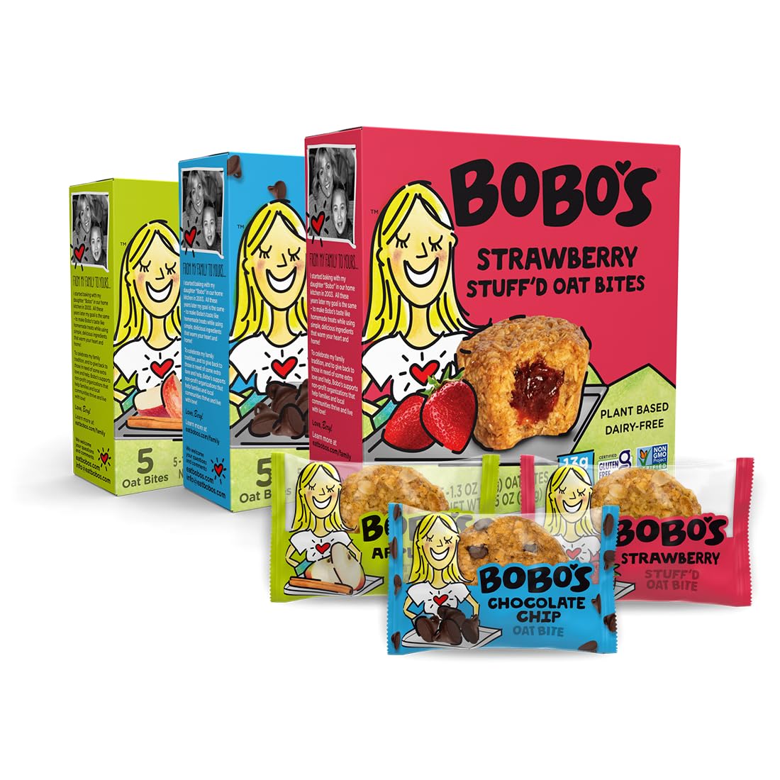 Bobo's front packaging showing variety pack and benefits