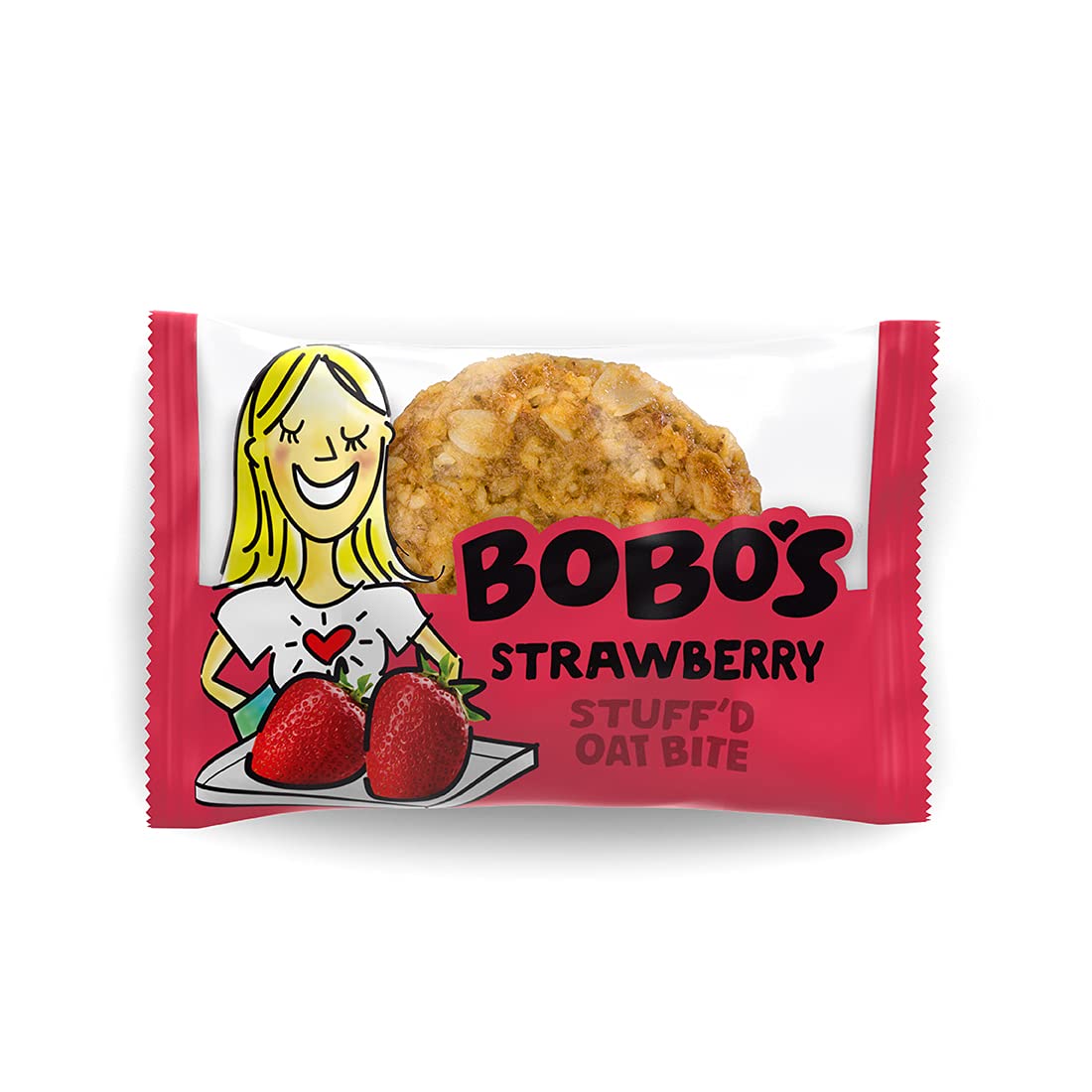 Bobo's strawberry bite cross section revealing fruity filling