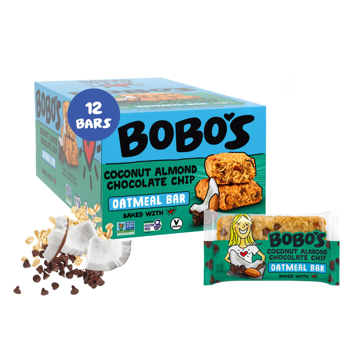 Bobo's front packaging showing flavor and 12-count convenience