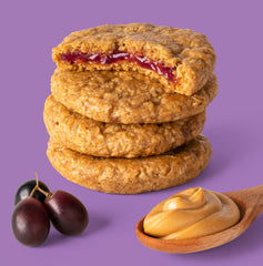 Cross-section of Bobo's bar showing grape fruit center and chewiness
