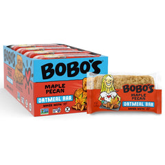 Close-up of Bobo's bar texture highlighting oats and pecan pieces for chewy satisfaction