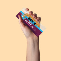 Bobo's nutrition label and certifications emphasizing gluten-free and non-GMO assurances