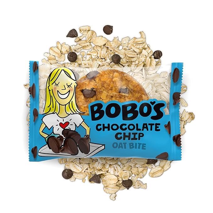 Bobo's individually wrapped oat bites lined up, easy portion control and grab-and-go