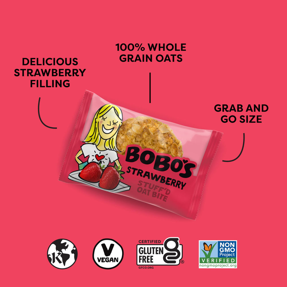 Bobo's individually wrapped oat bite highlighting portability and freshness