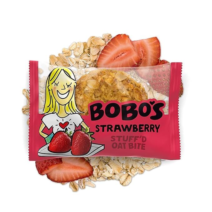 Bobo's bites beside coffee showing quick breakfast or afternoon pick-me-up