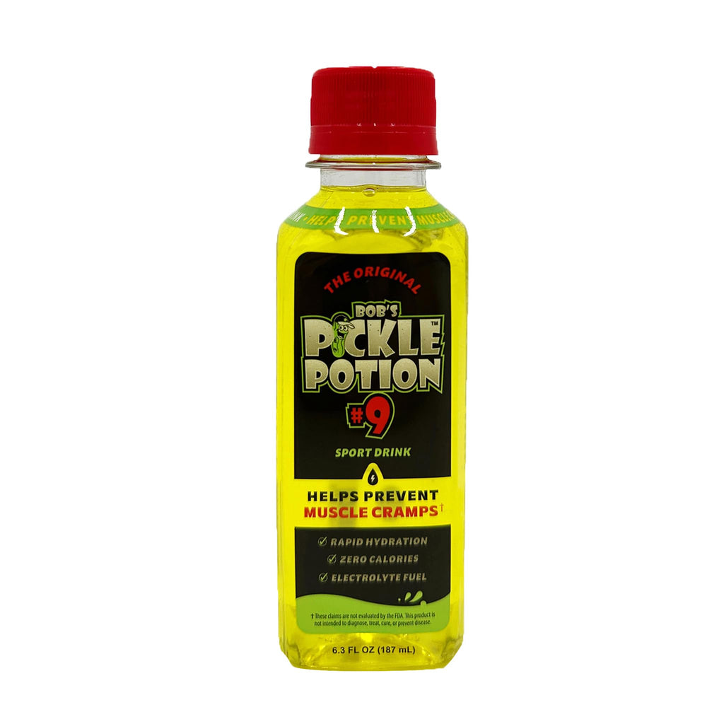 bobs pickle pops single-serve bottle held upright for convenient on-the-go electrolyte boost