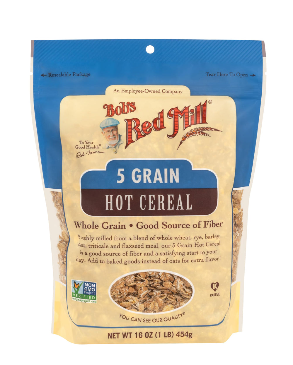 Bob's Red Mill close-up of cereal texture on a spoon for wholesome appeal