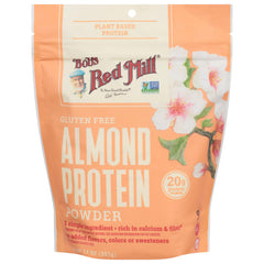 Bob's Red Mill scoop of almond protein powder highlighting smooth texture