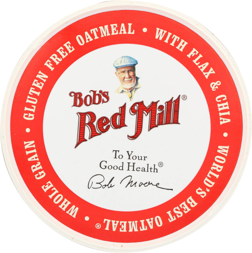 Bob's Red Mill on breakfast table with bowl and fruit showing wholesome meal