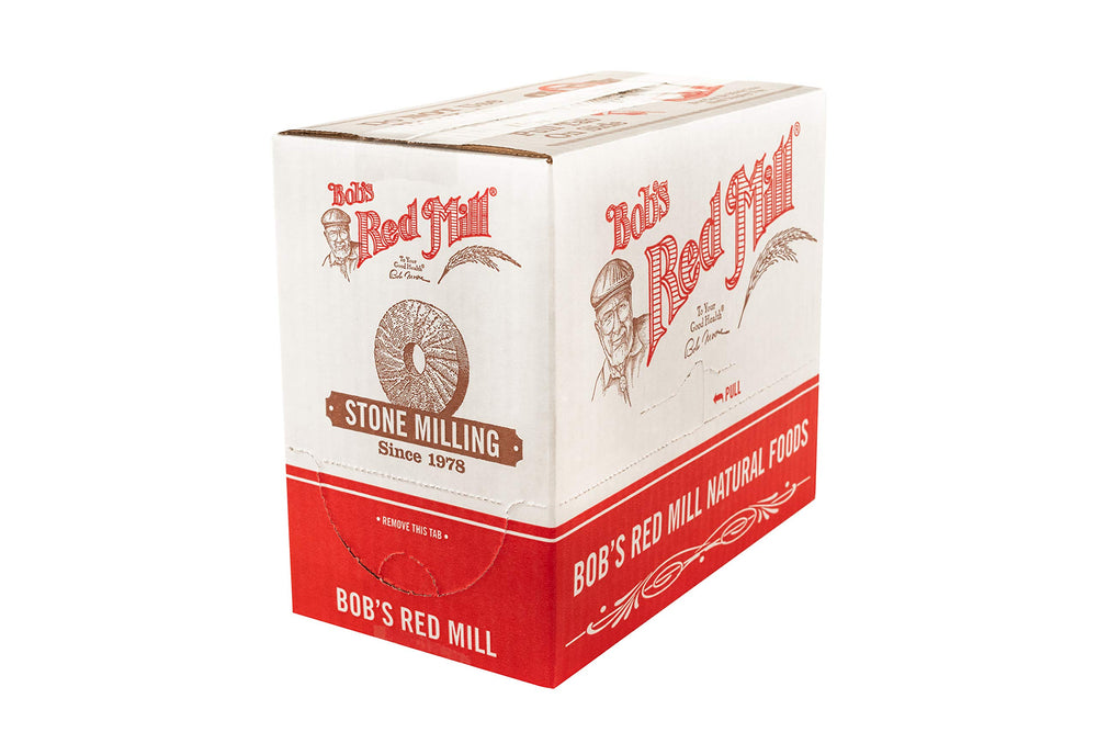 Bob's Red Mill four-pack stored in pantry demonstrating bulk convenience