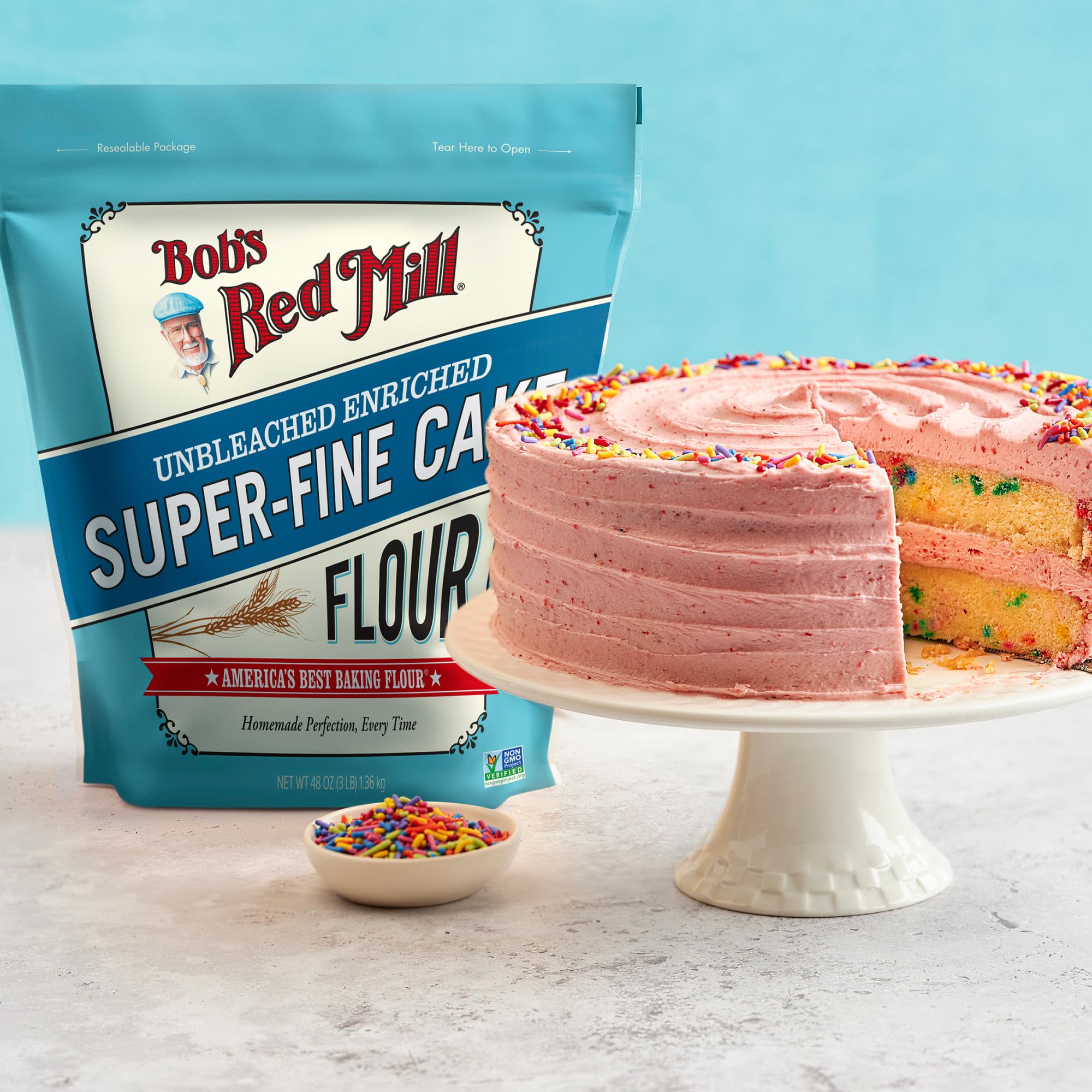 Bob's Red Mill flour on kitchen scale and measuring tools for precise baking results