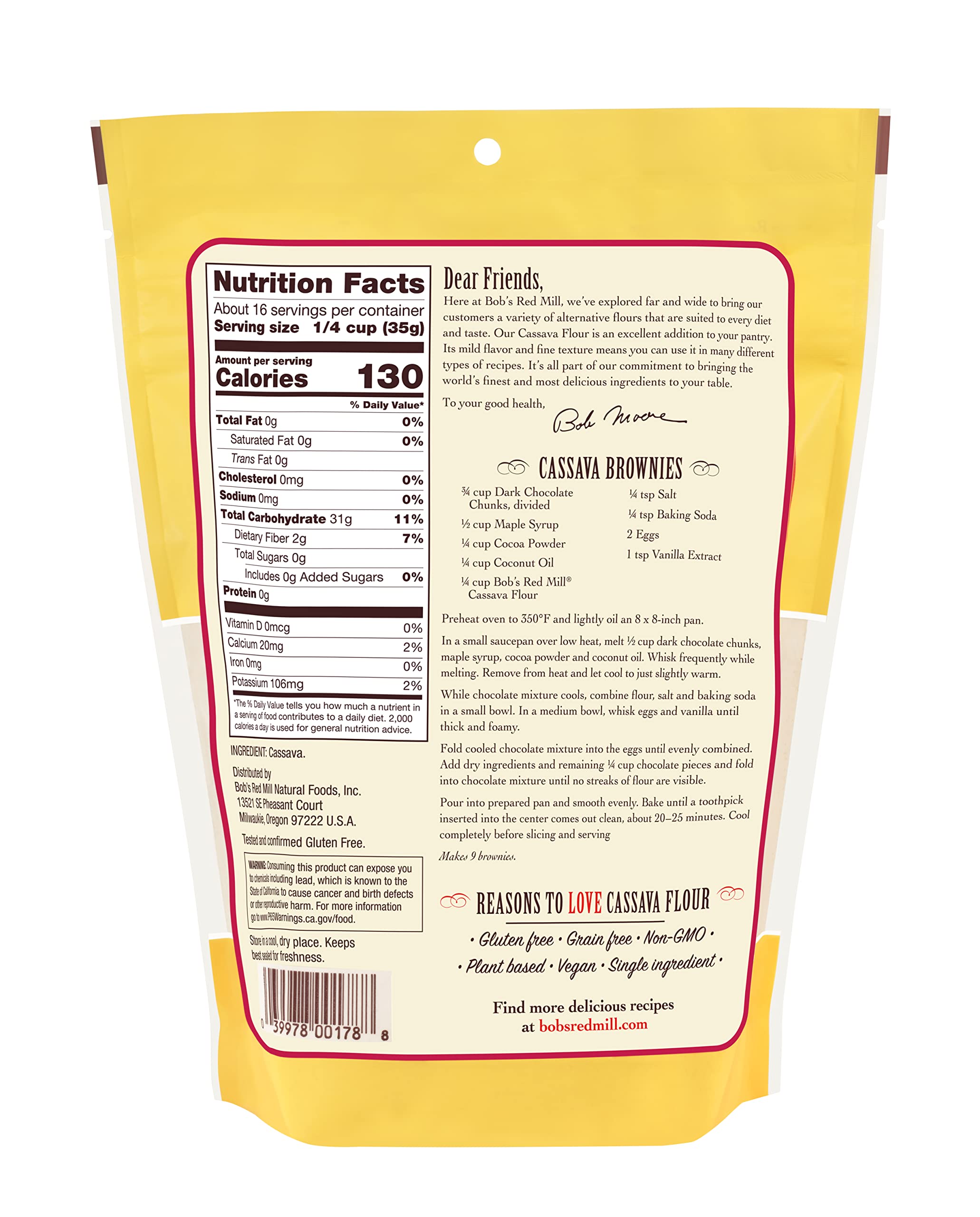 Bob's Red Mill cassava flour scooped in measuring spoon for consistent baking benefit