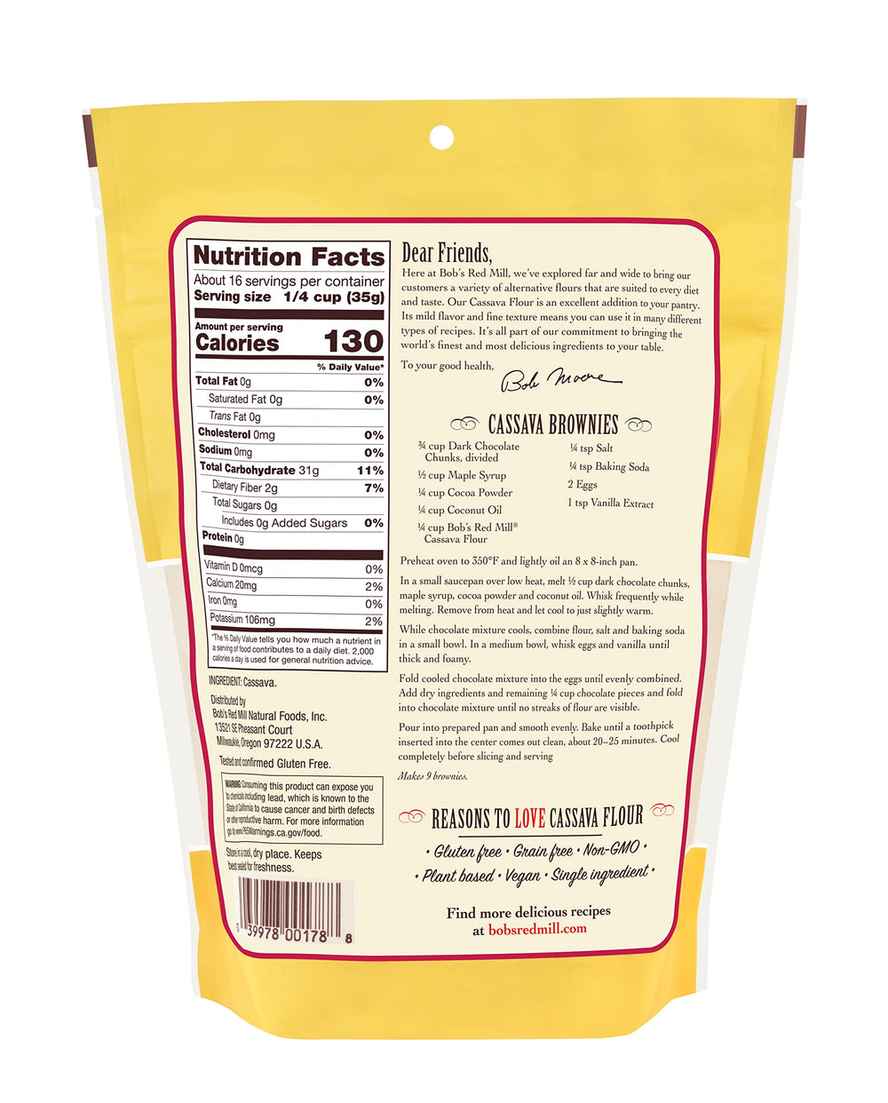 Bob's Red Mill cassava flour scooped in measuring spoon for consistent baking benefit