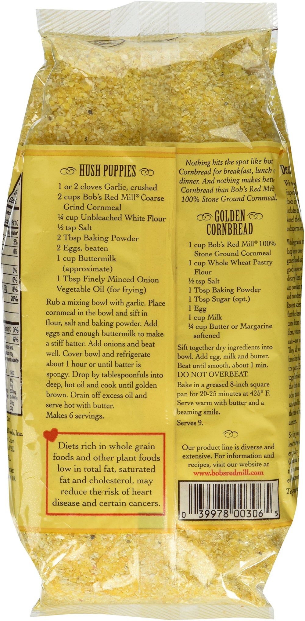 Bob's Red Mill coarse cornmeal close-up showing texture and crunch for baking and frying