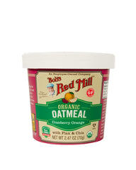 Bob's Red Mill open cup top view with visible cranberries and almonds