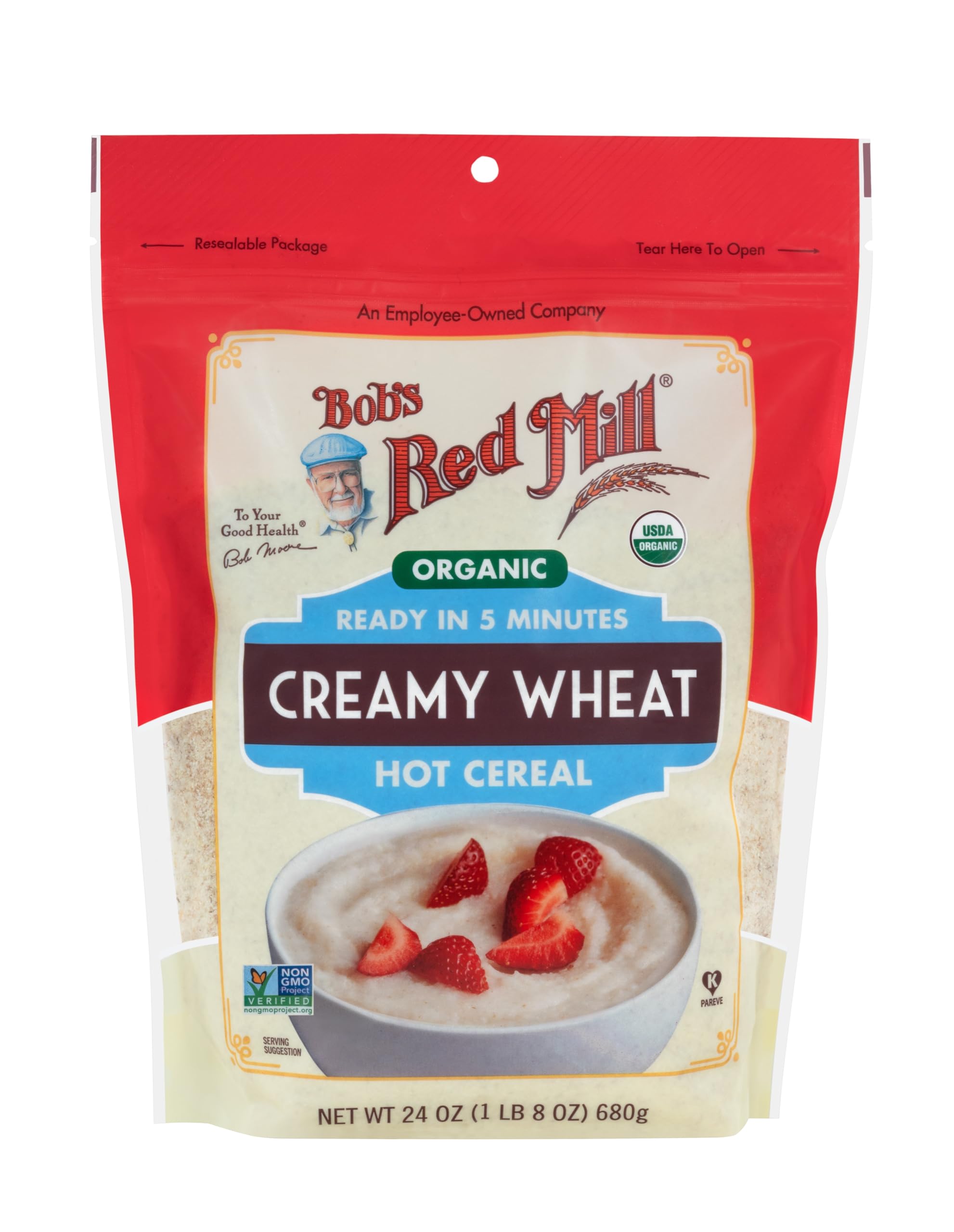 Bob's Red Mill close-up of fine milled texture, illustrating smooth porridge result