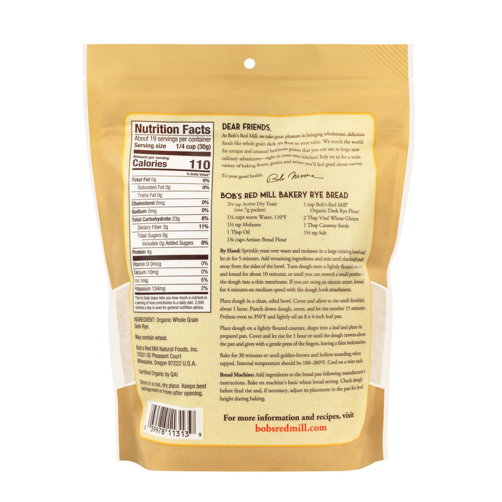 Bob's Red Mill sliced rye loaf showcasing dense crumb and rich color benefit