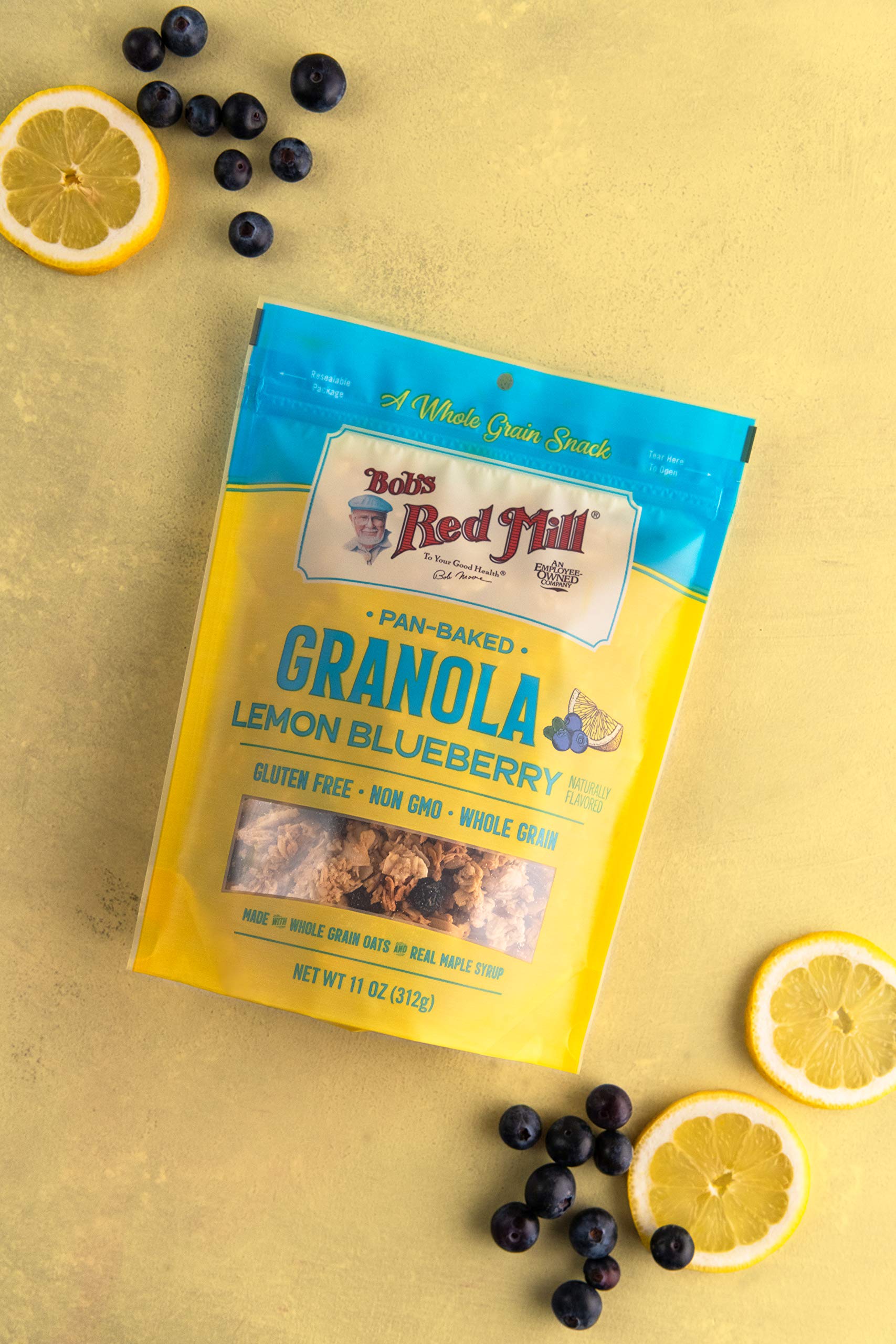 Bob's Red Mill dried blueberries and lemon pieces highlighting natural fruit