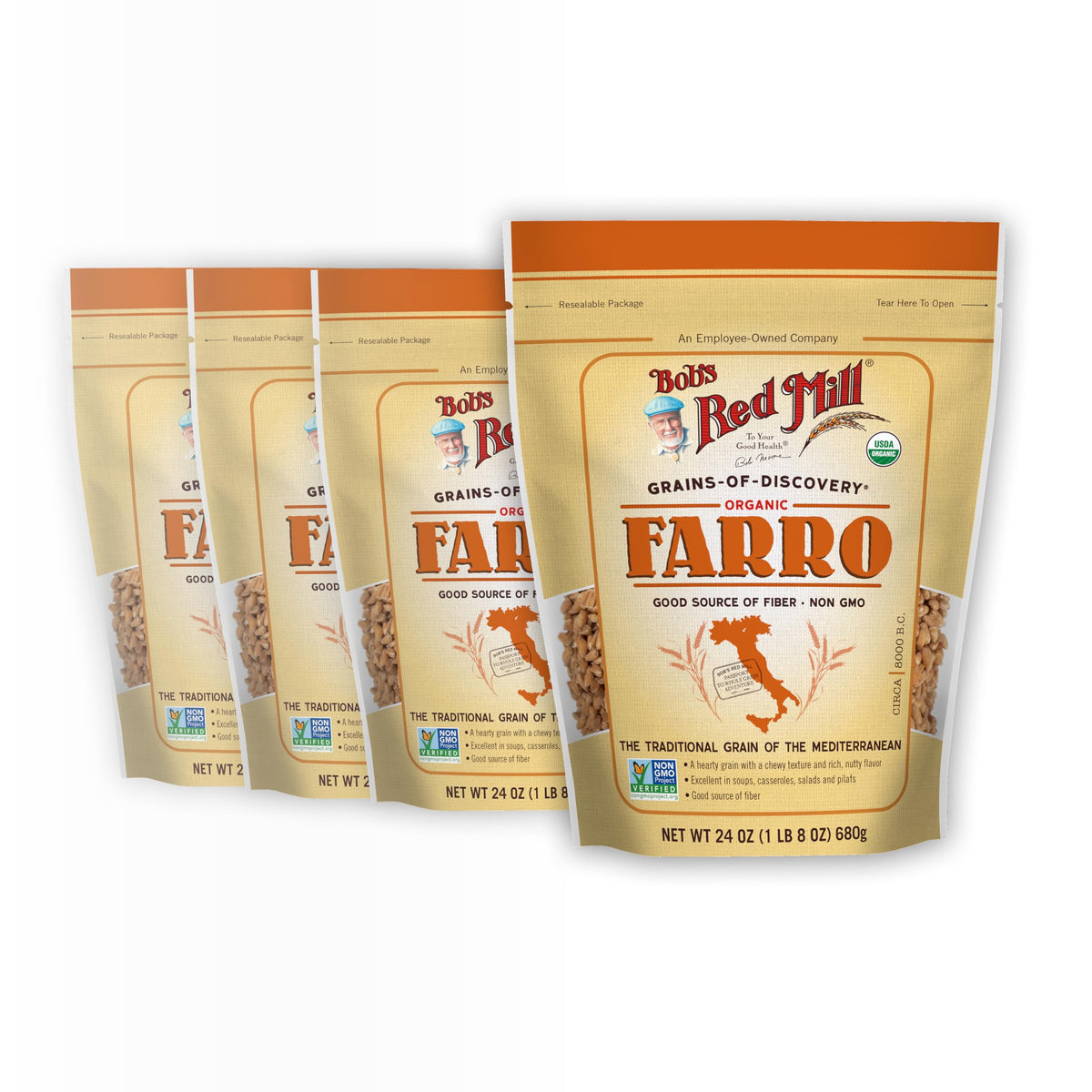 Bob's Red Mill front packaging showing 24oz bag and organic label, convenient pantry staple