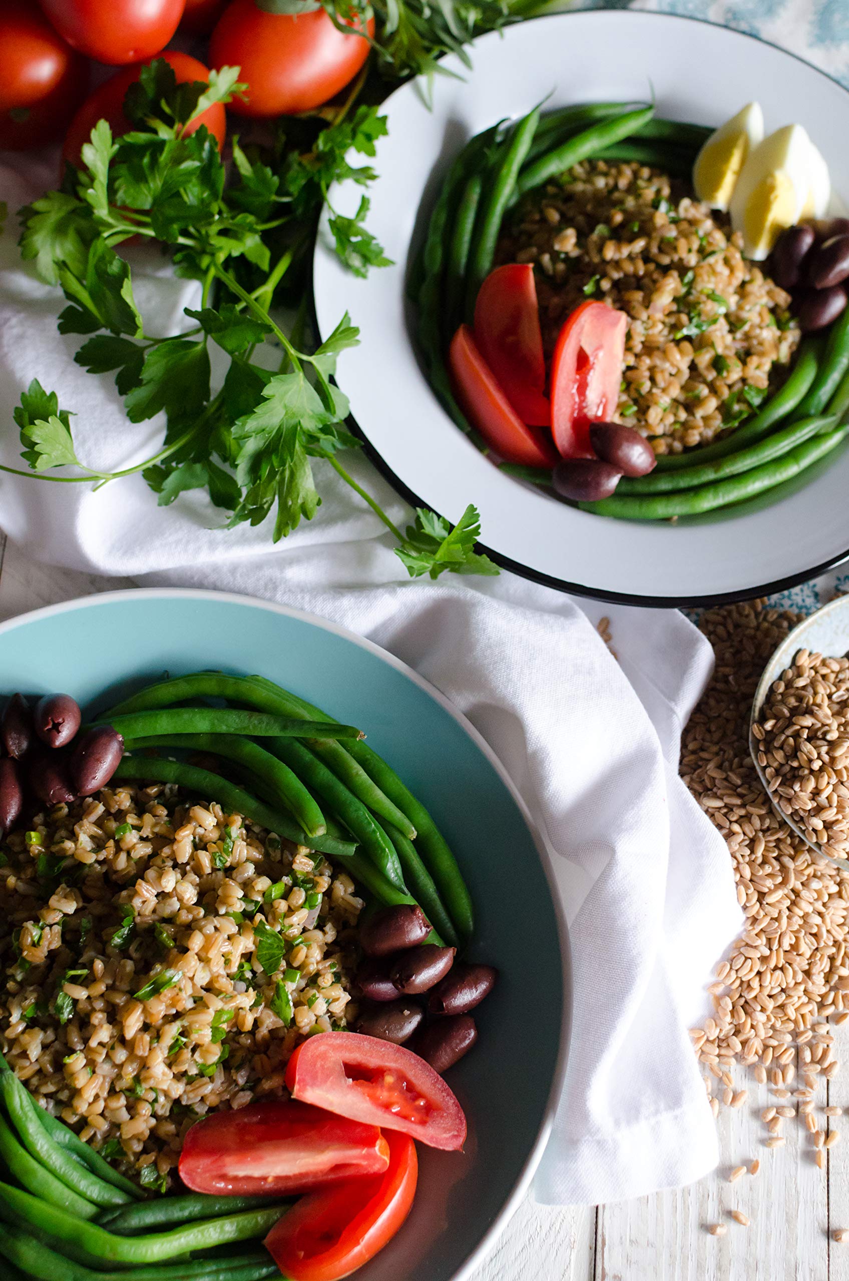 Served farro salad in bowl with vegetables showing Bob's Red Mill grain versatility