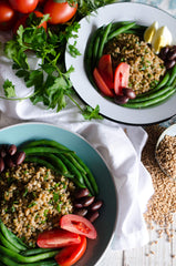 Served farro salad in bowl with vegetables showing Bob's Red Mill grain versatility