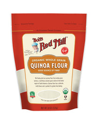 Bob's Red Mill front packaging showing 18oz organic quinoa flour and features