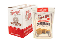 Bob's Red Mill front packaging showing gluten free cornbread mix for pantry convenience