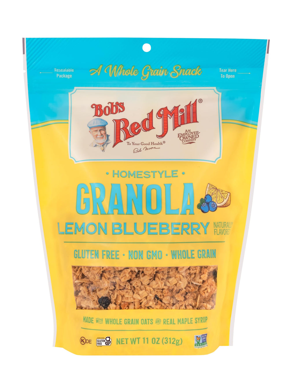 Bob's Red Mill close-up of crunchy granola clusters for texture
