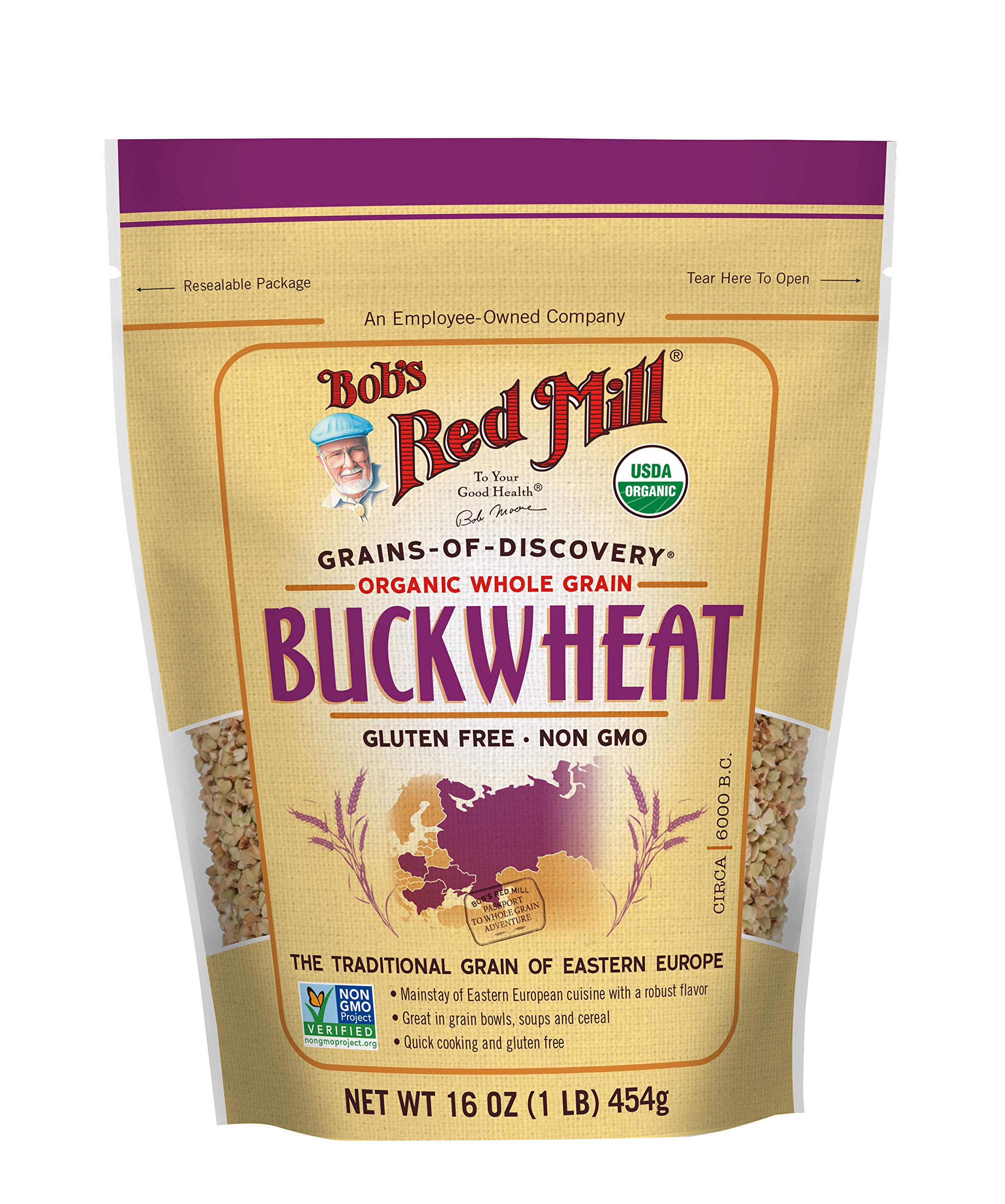 Bob's Red Mill close-up of buckwheat groats texture highlighting whole grain quality