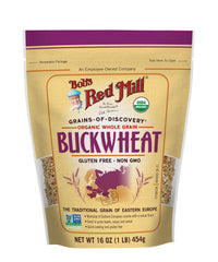 Bob's Red Mill close-up of buckwheat groats texture highlighting whole grain quality