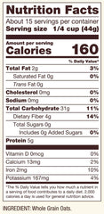 Bob's Red Mill oats in measuring cup showing portion guidance for cooking