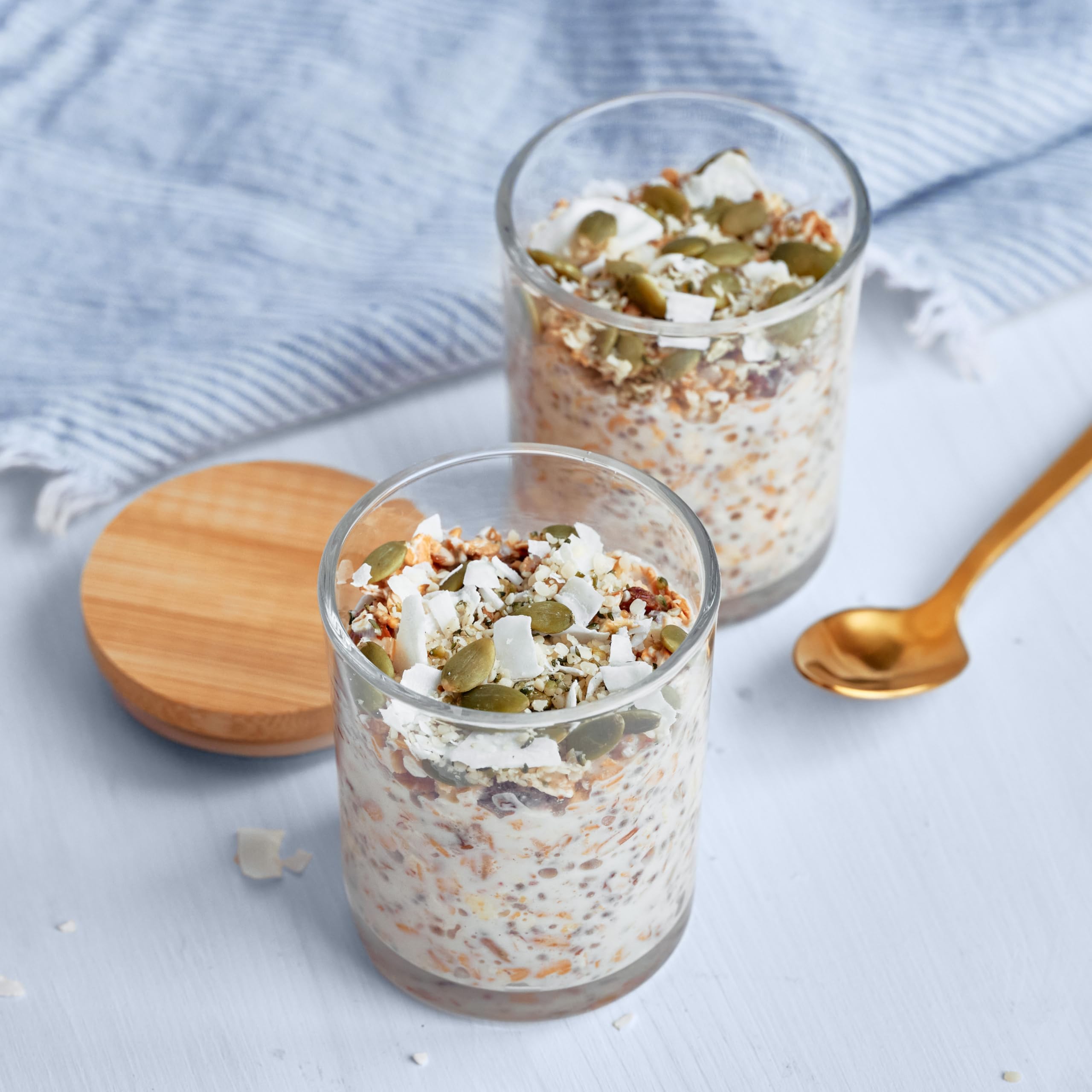 Bob's Red Mill muesli stored on a kitchen shelf showing pantry-friendly packaging