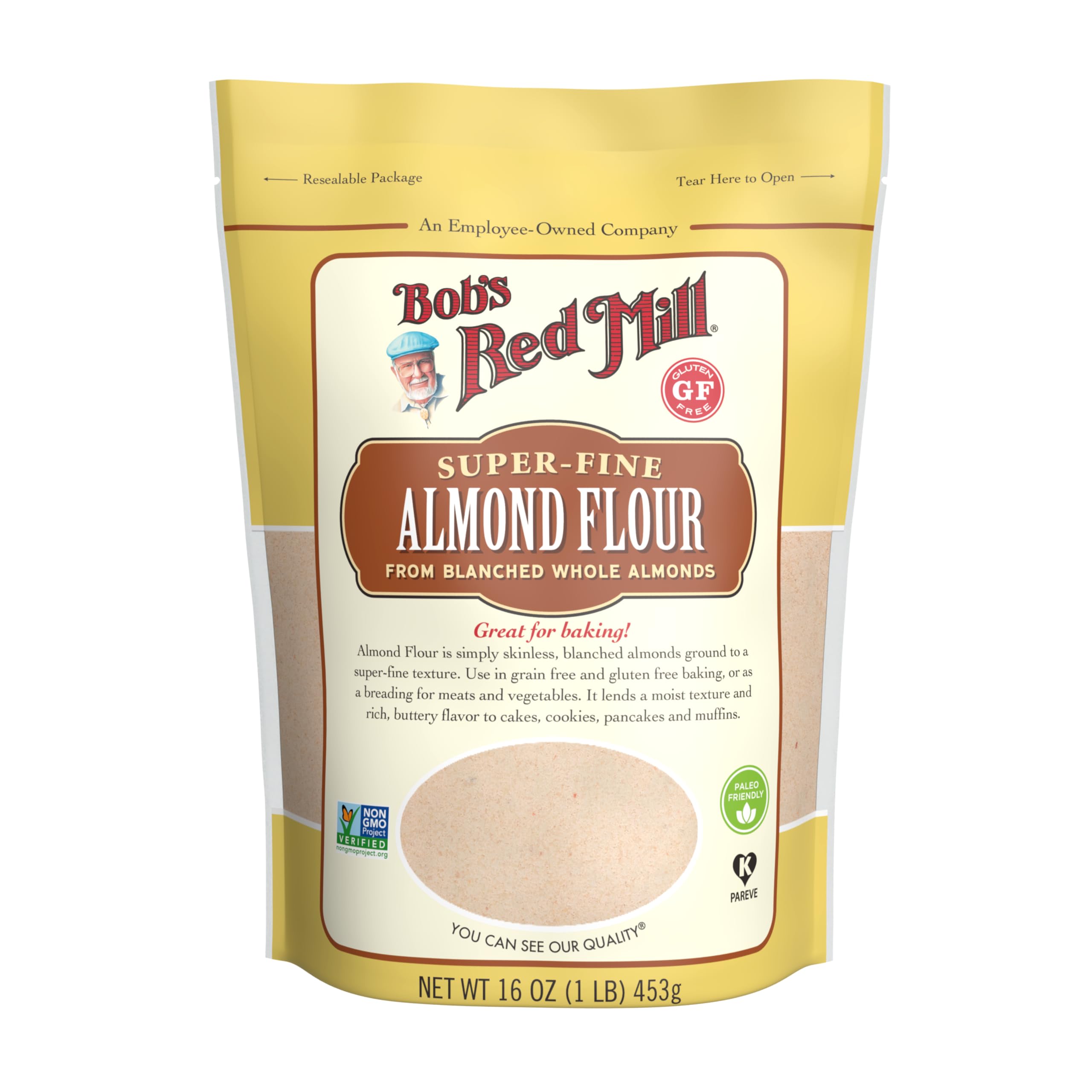 Bob's Red Mill label closeup showing non-GMO and gluten-free verification