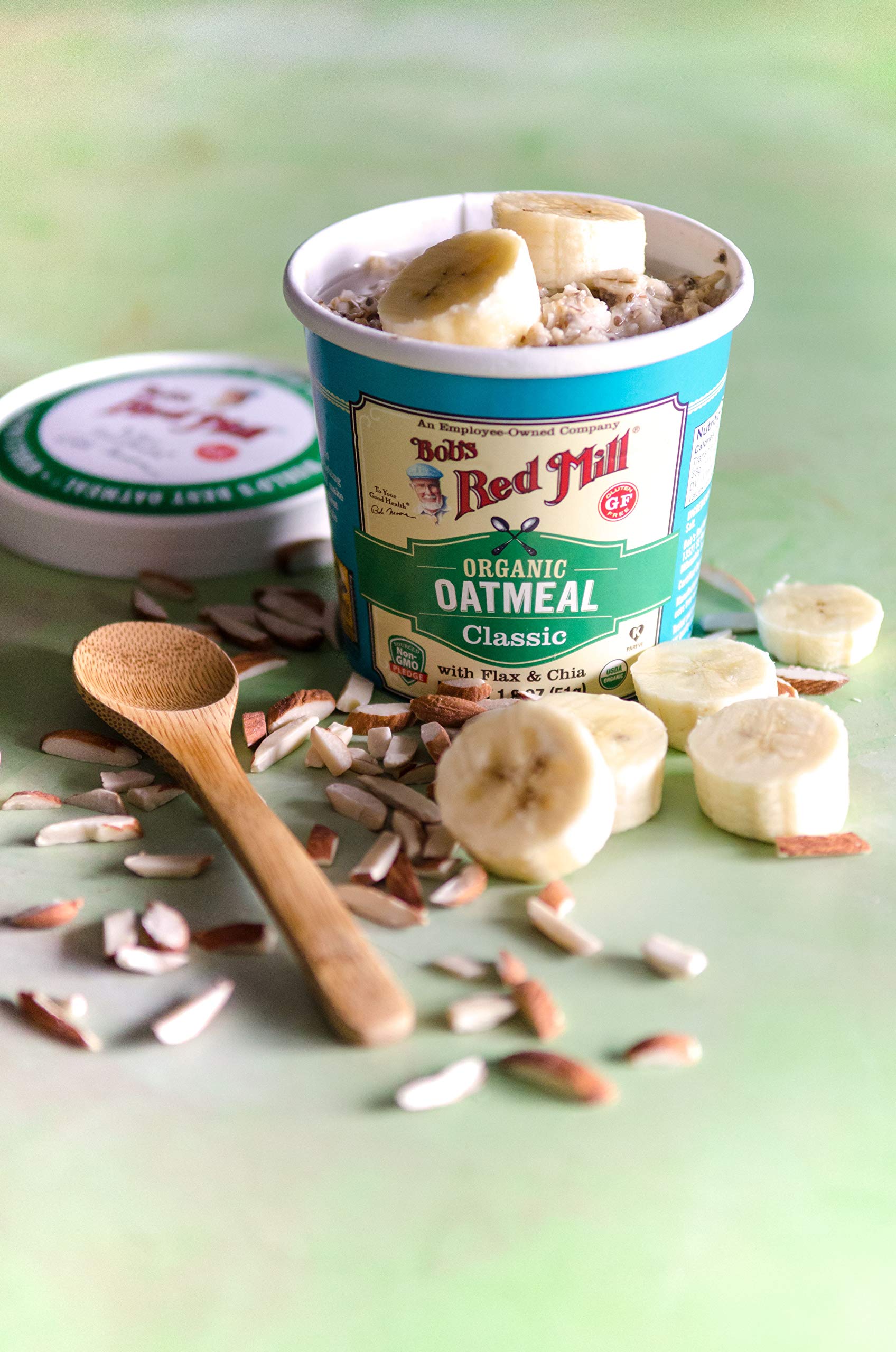 Bob's Red Mill ingredients flatlay with oats flax chia highlighting wholesome quality