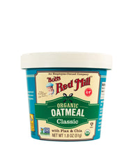 Bob's Red Mill open cup revealing oats and seeds for instant preparation benefit