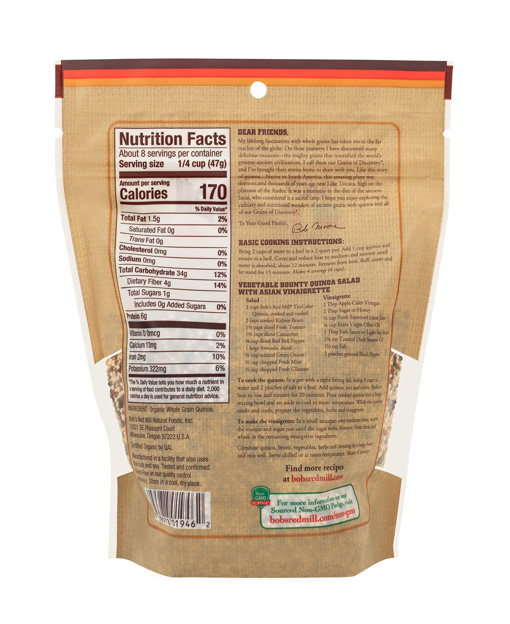 Bob's Red Mill close-up of quinoa texture highlighting fluffy cooked grains