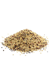 Bob's Red Mill cooked tri-color quinoa in bowl ready to serve and enjoy