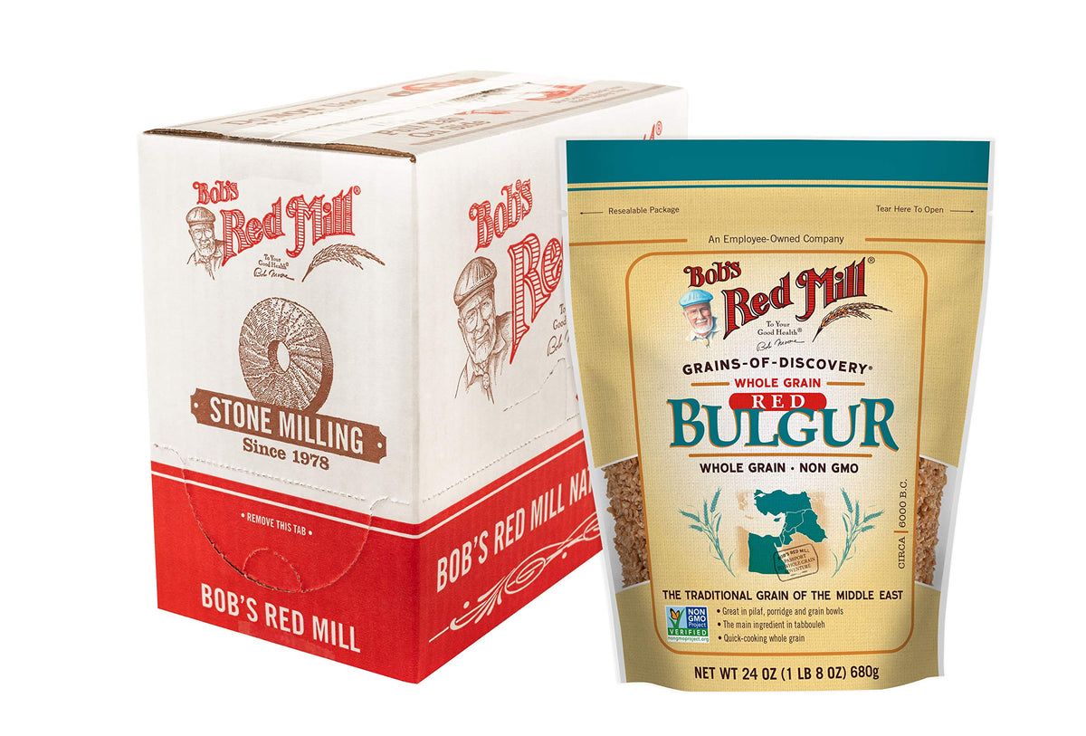 Bob's Red Mill front packaging showing 24oz bulgur for pantry convenience