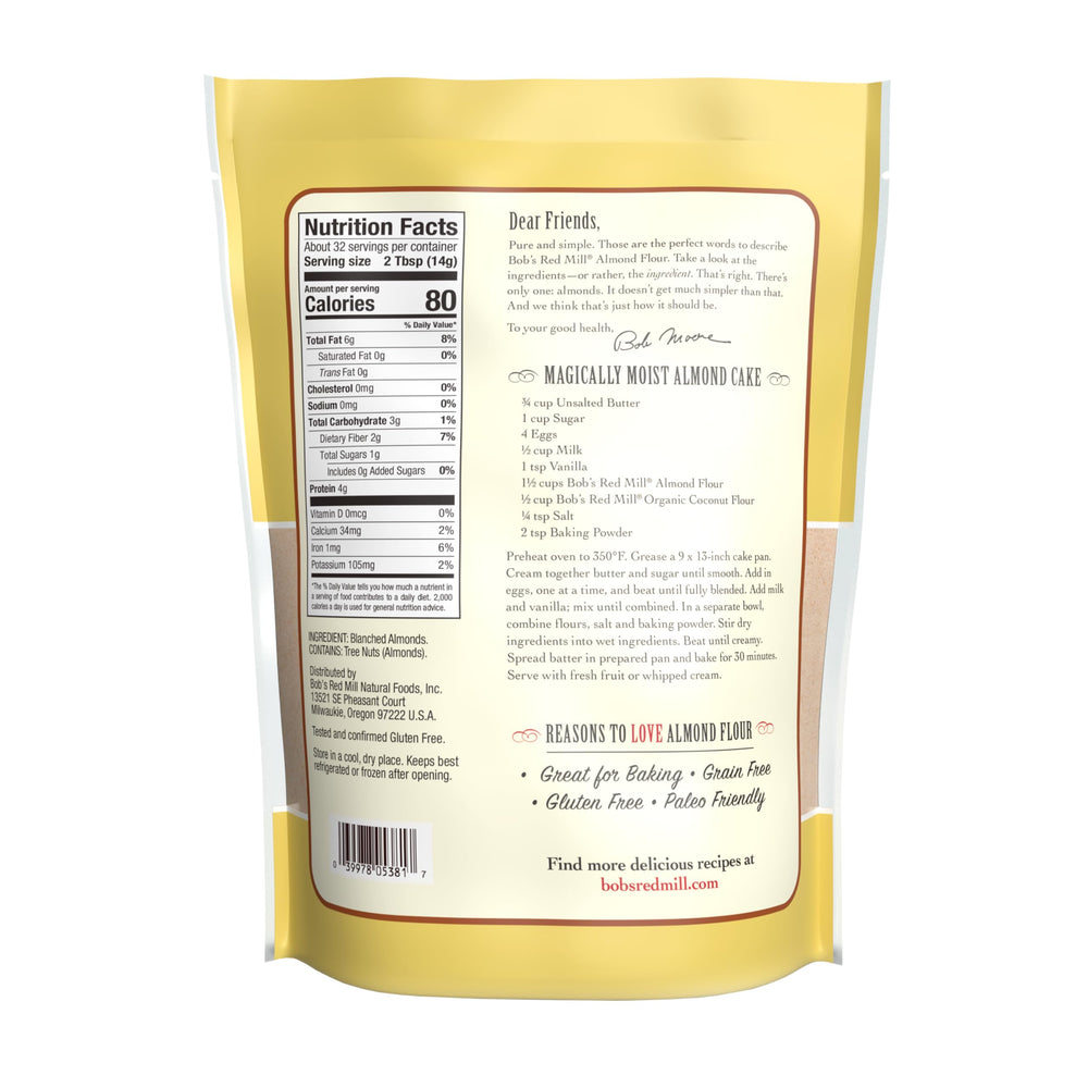 Bob's Red Mill bag on scale showing one-pound pack convenience