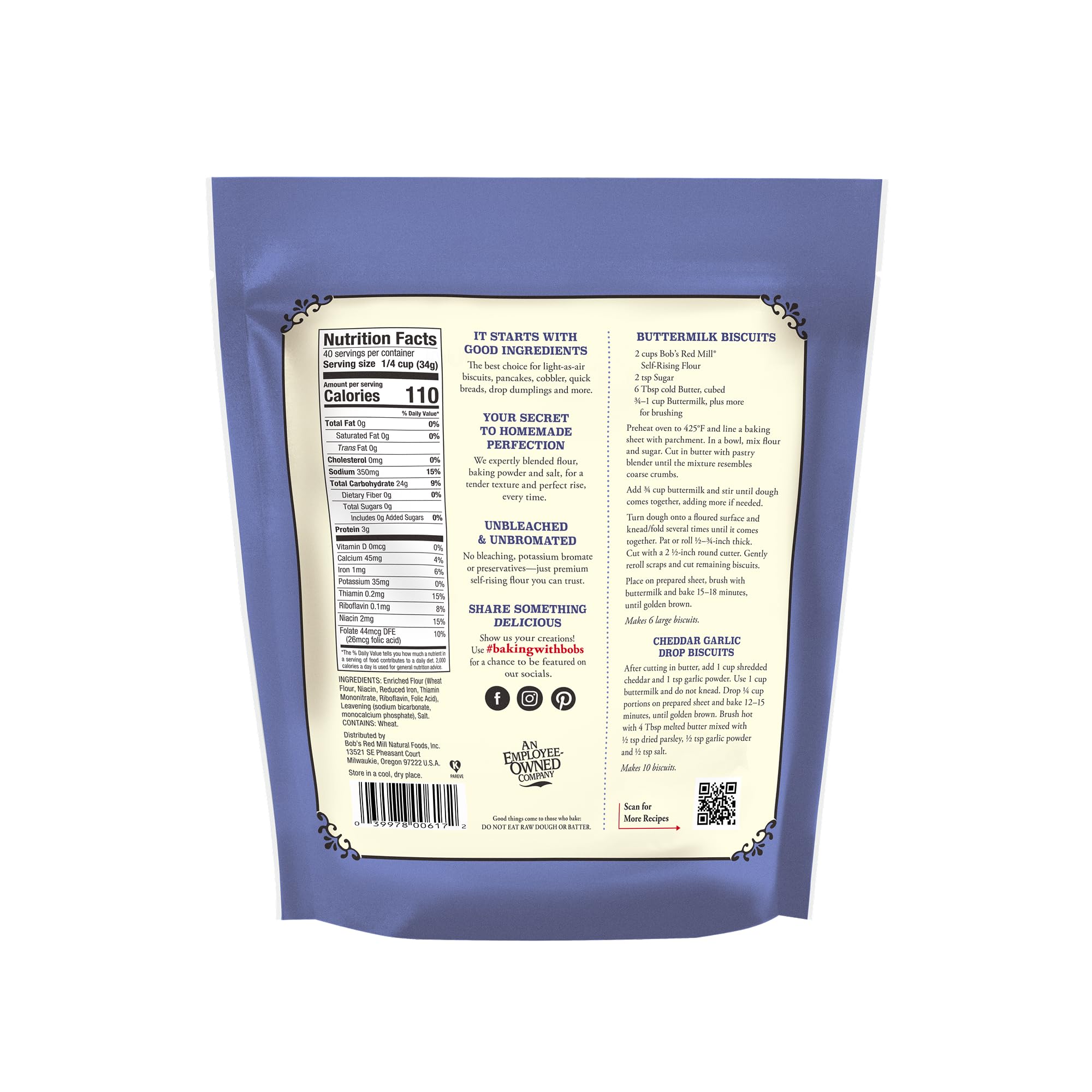 Bob's Red Mill side label close-up highlighting ingredients and nutrition clarity