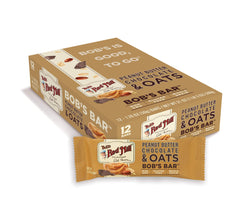 Bob's Red Mill unwrapped bar with visible chocolate bits and tasty appeal