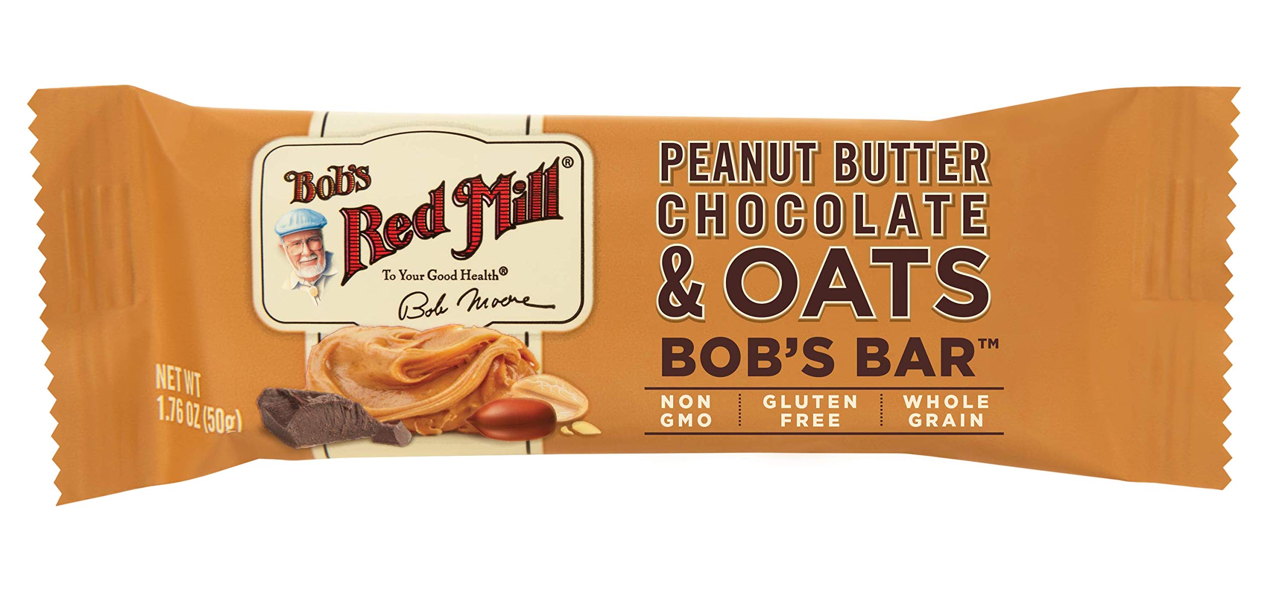 Bob's Red Mill bar beside smartphone showing portable size for travel