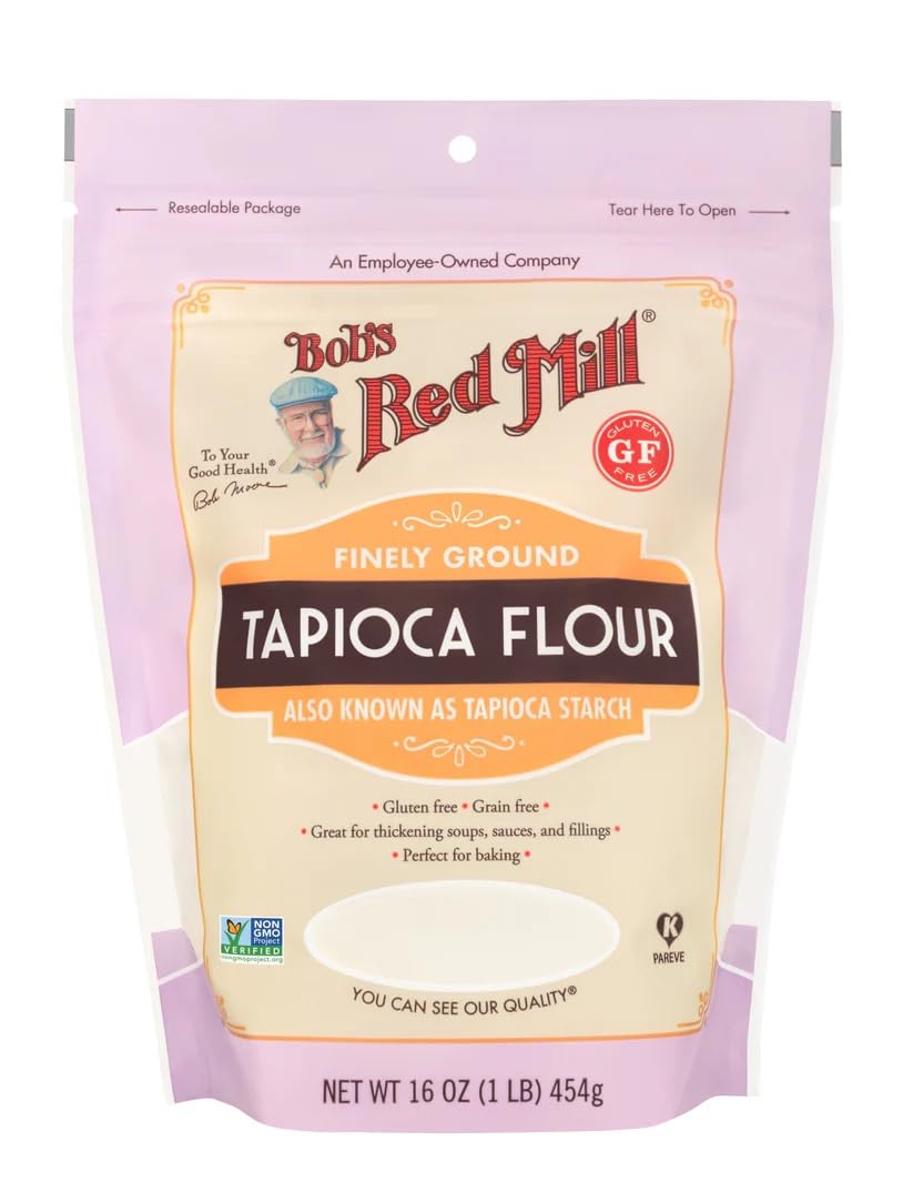 Bob's Red Mill close-up of fine white tapioca flour highlighting smooth texture