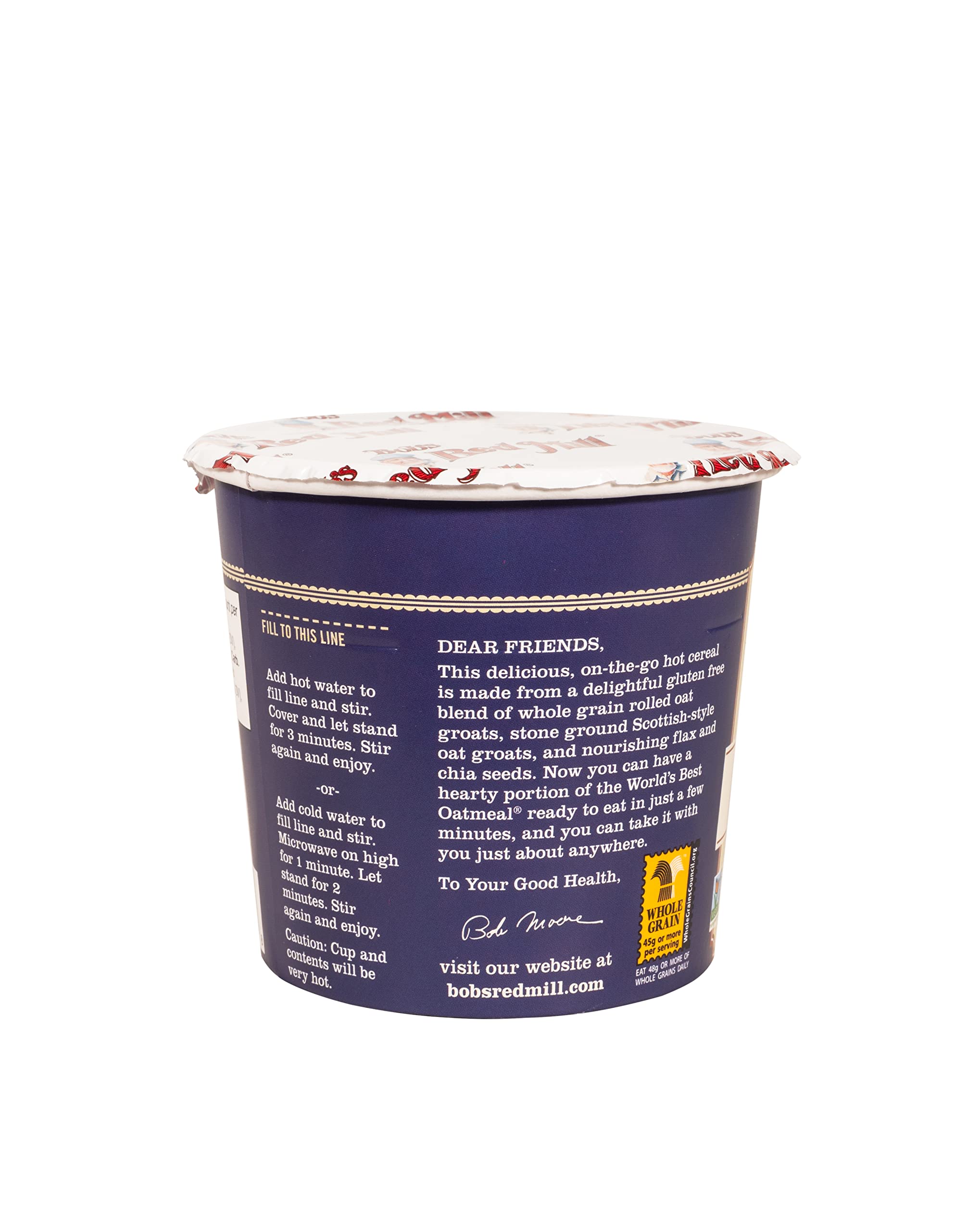 Bob's Red Mill texture detail of gluten free rolled oats displaying whole-grain quality