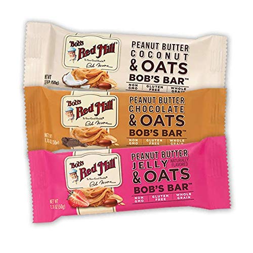 Bob's Red Mill bar on kitchen counter with coffee showcasing easy snack pairing