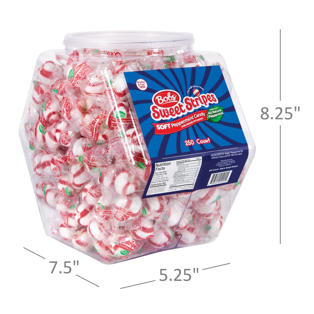 Bob's Sweet Stripes next to a ruler showing tub dimensions for size and capacity