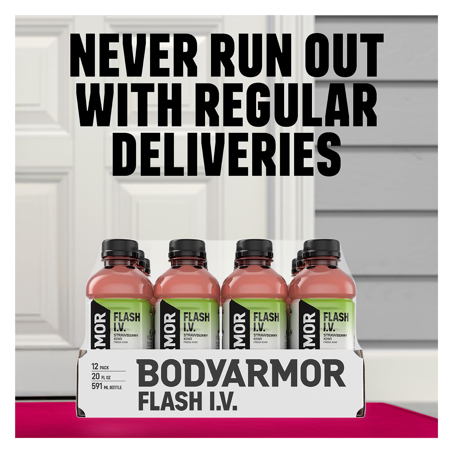 BODYARMOR bottle in hand for scale and on-the-go hydration benefit