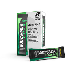 BODYARMOR Flash IV front packaging showing cucumber lime and six sticks for quick hydration