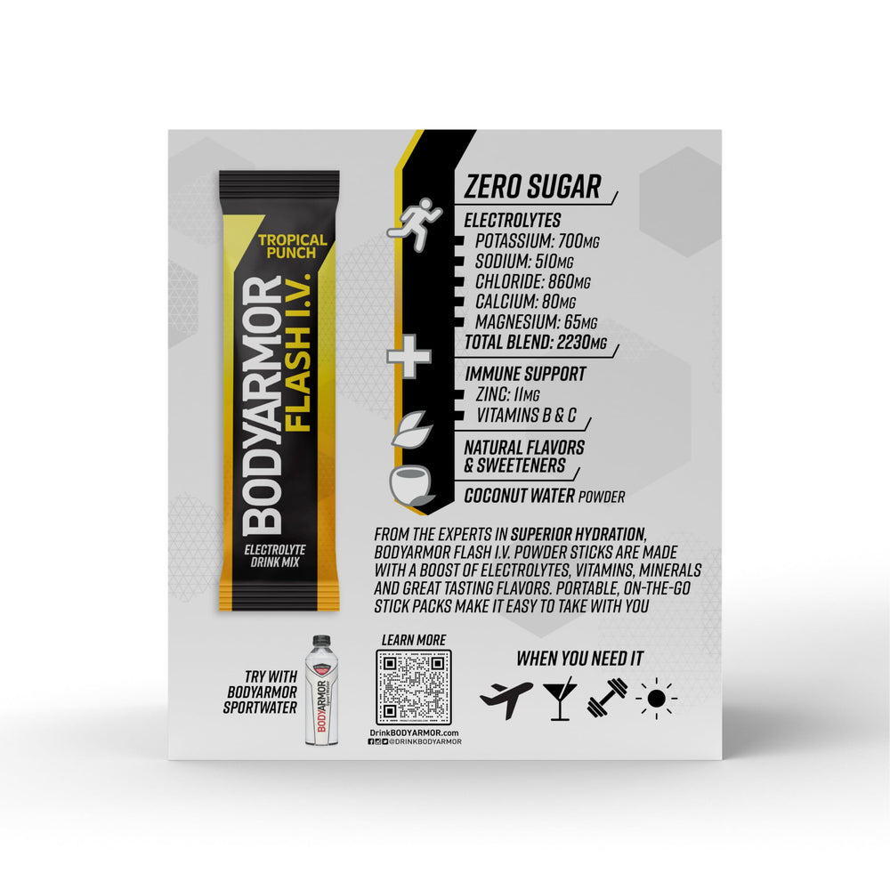 BODYARMOR stick next to standard water bottle showing compact size